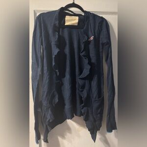 Blue ruffled Hollister cardigan